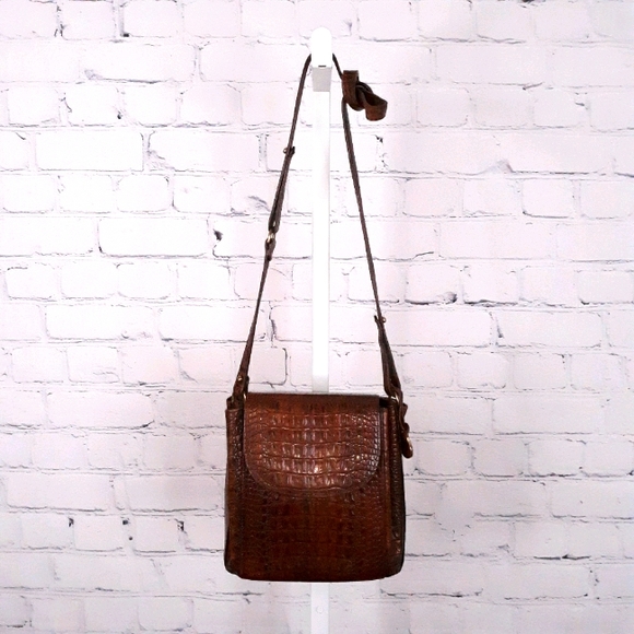 Brahmin Handbags - BRAHMIN Brown Crocodile Binocular Crossbody Bag